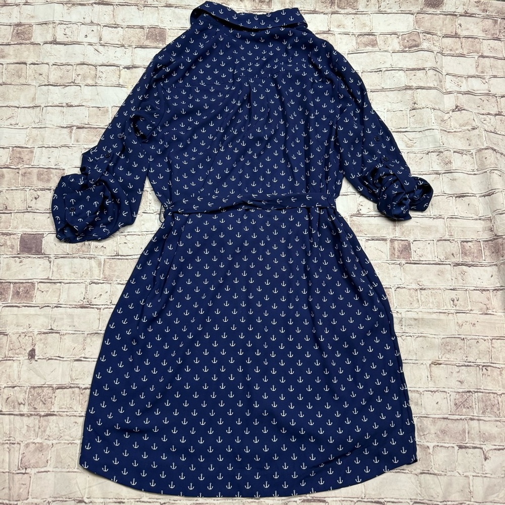 Express Medium Anchor Printed Button Up Ribbon Ti… - image 4